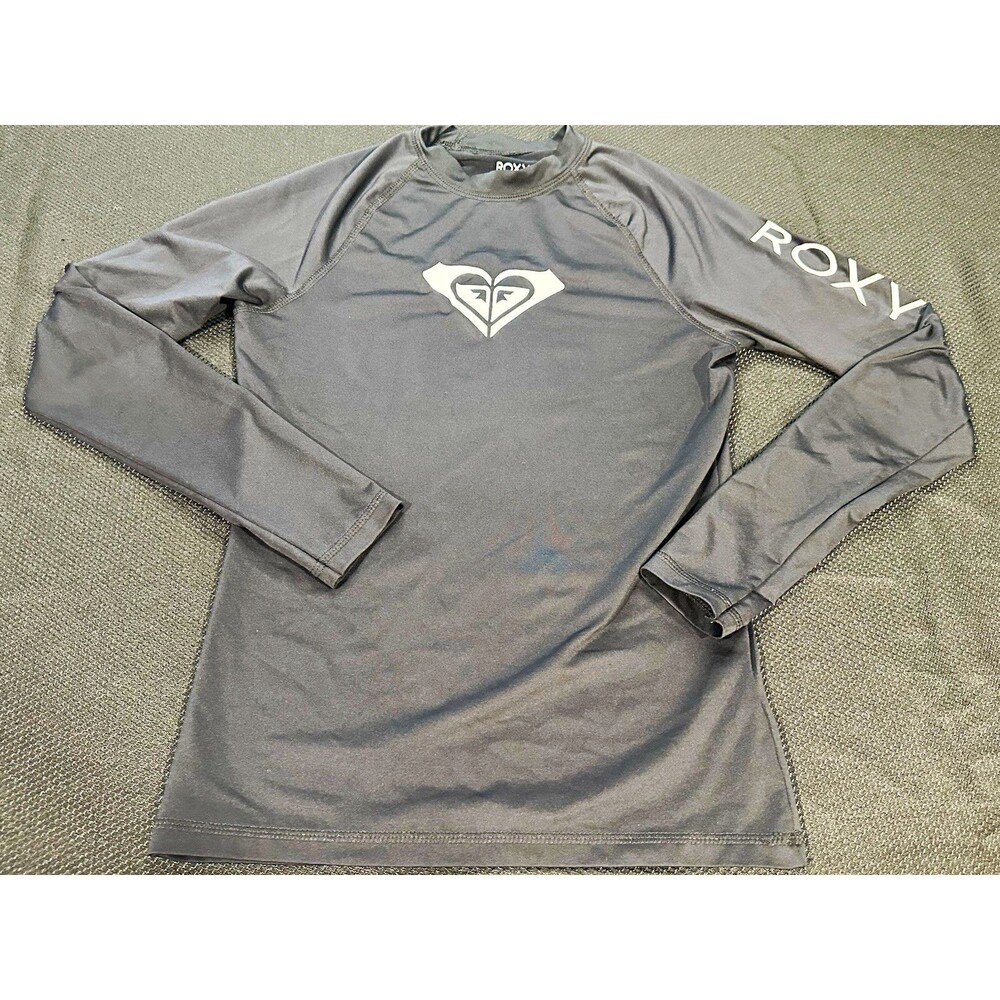 ROXY Black Long Sleeve Rash Guard Swim Shirt Women’s Medium Surf Top